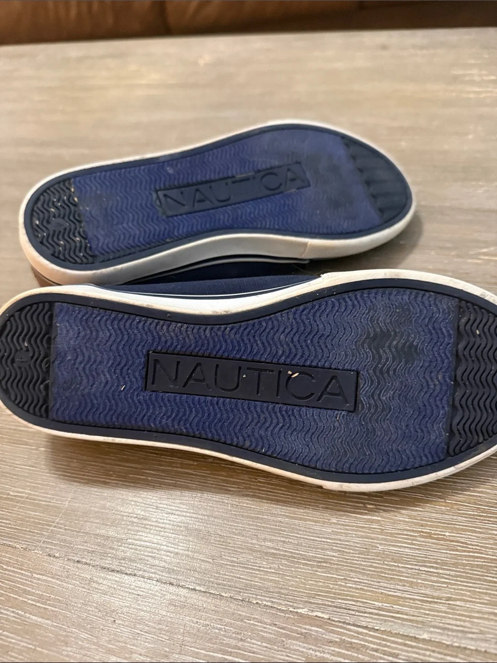 Nautica Navy Canvas Kids Sneakers with Brown Heel Patch